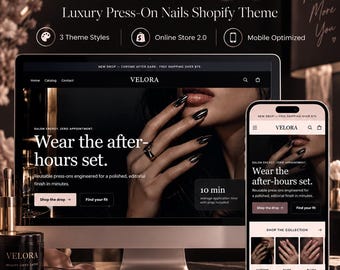 VELORA Press-On Nail Shopify Theme, Beauty Boutique Store (Digital Download)