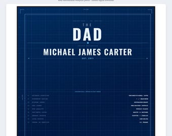 Gepersonaliseerde blauwdruk papa-poster, Vaderdagcadeau, Architect Dad Art (digitale download)