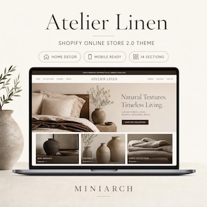 Atelier Linen Shopify Theme, Home Decor, Ceramics, Bedding Website Template