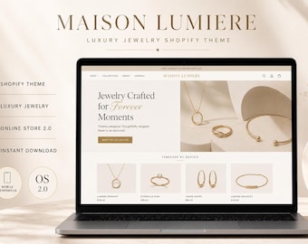 Luxury Jewelry Shopify Theme, Boutique Website Design, Mobile Responsive (Digital Download)