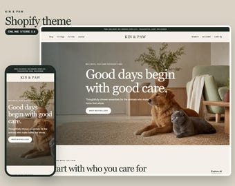 KIN & PAW Shopify-thema | Modern ontwerp voor een webwinkel voor dierenboetieks (Shopify 2.0)