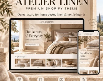 Home Decor Shopify Theme, Luxury Linen & Furniture Store Website Template