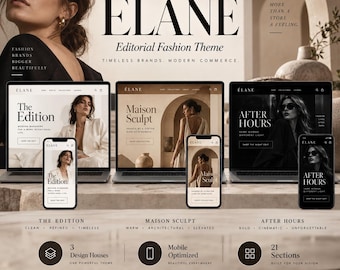 Thème Shopify pour la mode féminine : Modèle de boutique et magasin de vêtements ÉLANE Editorial, Shopify OS 2.0