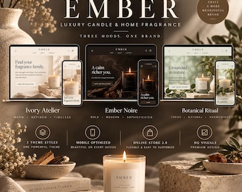 Thème Shopify pour bougies de luxe, modèle de boutique de parfums d'intérieur (téléchargement numérique)