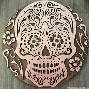Round Sugar Skull Sign - Day of the Dead Inspired Decor