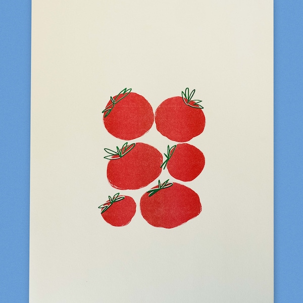 Jitomates (tomatoes) risograph print