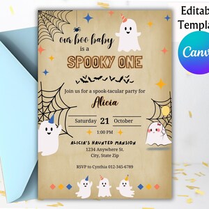 Boo Baby First Birthday Invitation Template, First Birthday Halloween Birthday Template, First Birthday Boo Baby Birthday Template