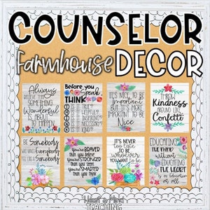 30 Floral Farmhouse School Counseling Signs Posters Psychologist Office Decor Wall Art Therapy Confidentiality Classroom Set Prints
