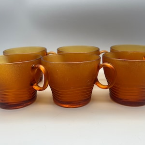 Vintage Retro Amber Duralex Tea Cups Made in France