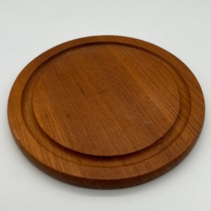 Vintage Teak Round Bread Sandwich Breakfast Plate
