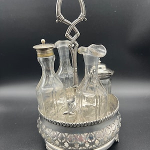 Victorian Tall Silver Antique 4 piece Cruet Set