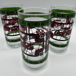 Set of 3 Vintage Drink Coca Cola Glasses