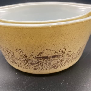 Vintage Mushroom Pyrex Bowl Set of 2