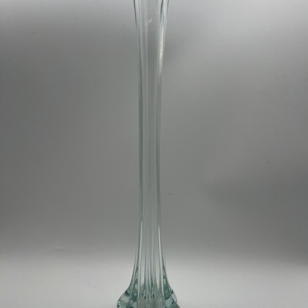 Very tall 16” Glass Vintage Art Bud Vase