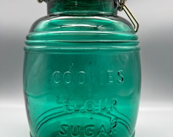 Frasco estilo Cracker Barrel de vidrio verde con cierre hermético