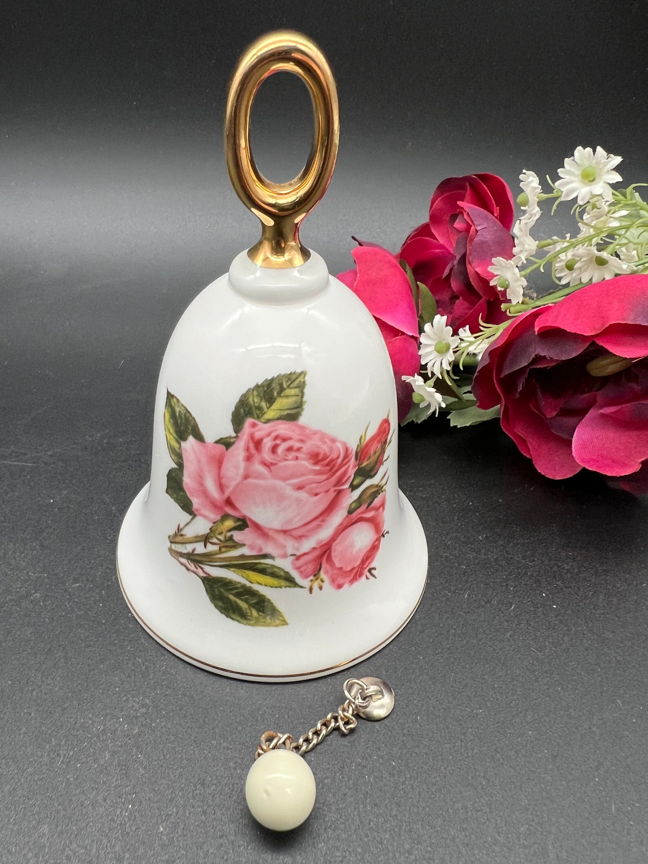 Queen Elizabeth Rose, Summer Collection Fine Bone China Bell in OEM box