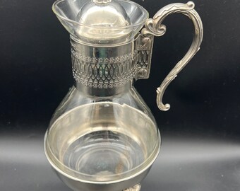 Vintage Silver Plated Glass Coffee Carafe Elegance EP Brass Made