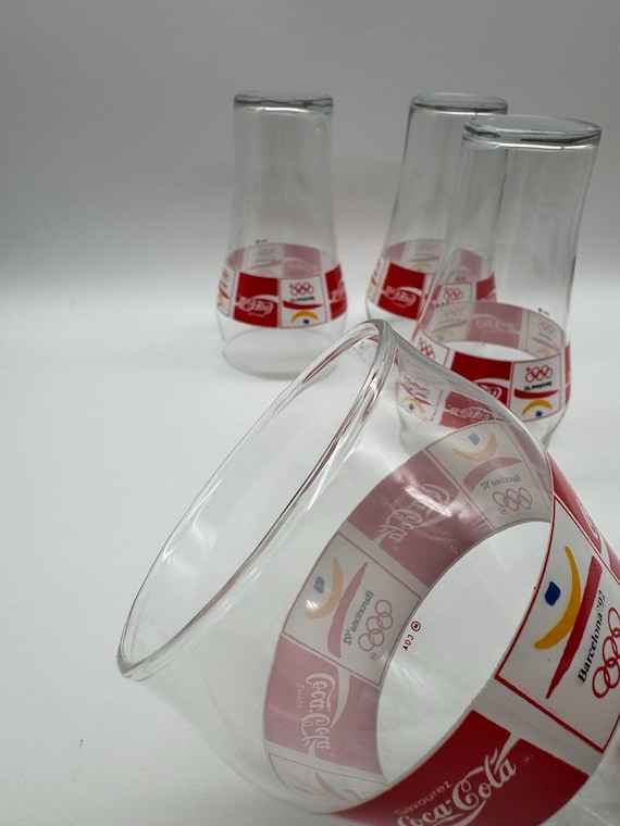 Coca Cola Set of 4 Glasses From Barcelona 92 Olympics - Etsy Denmark