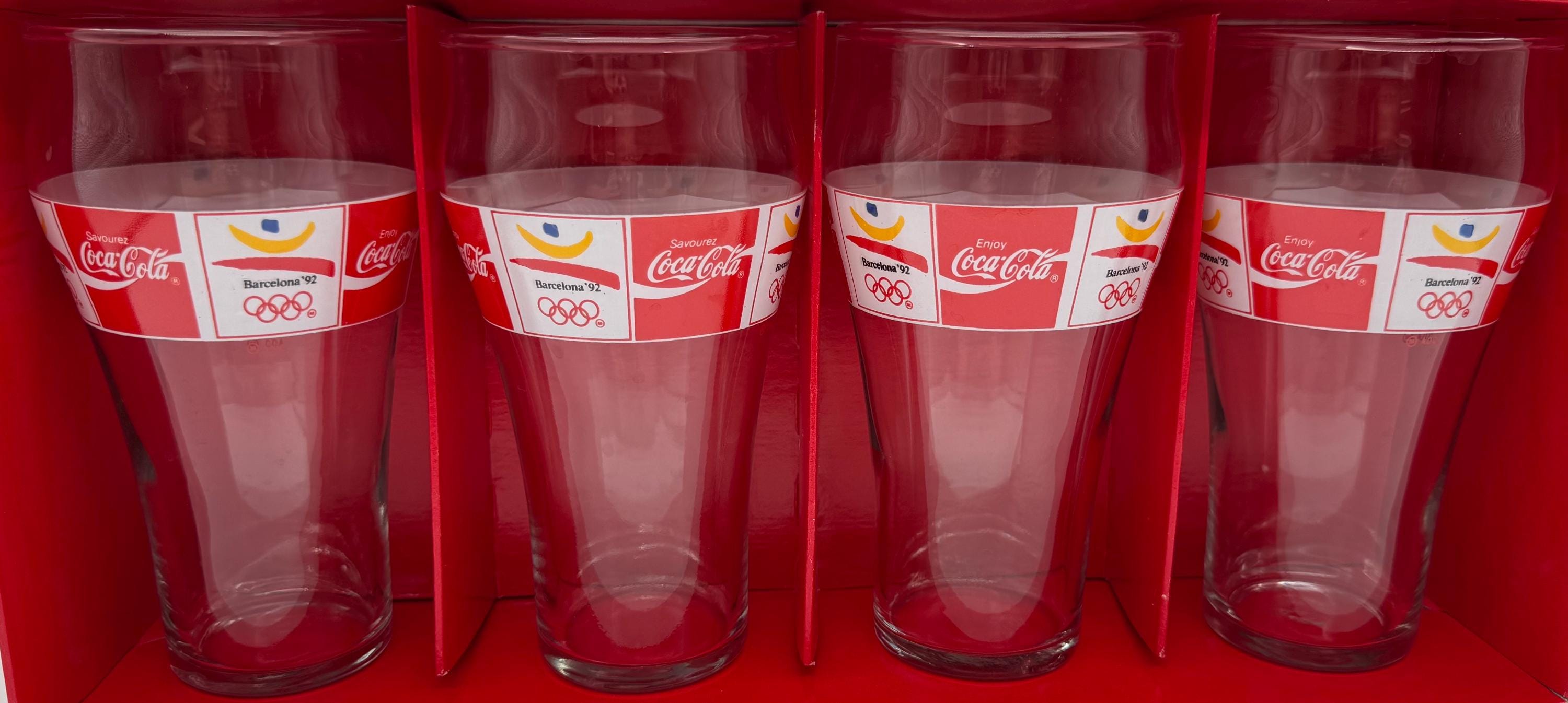 Coca Cola Set of 4 Glasses From Barcelona 92 Olympics - Etsy Denmark