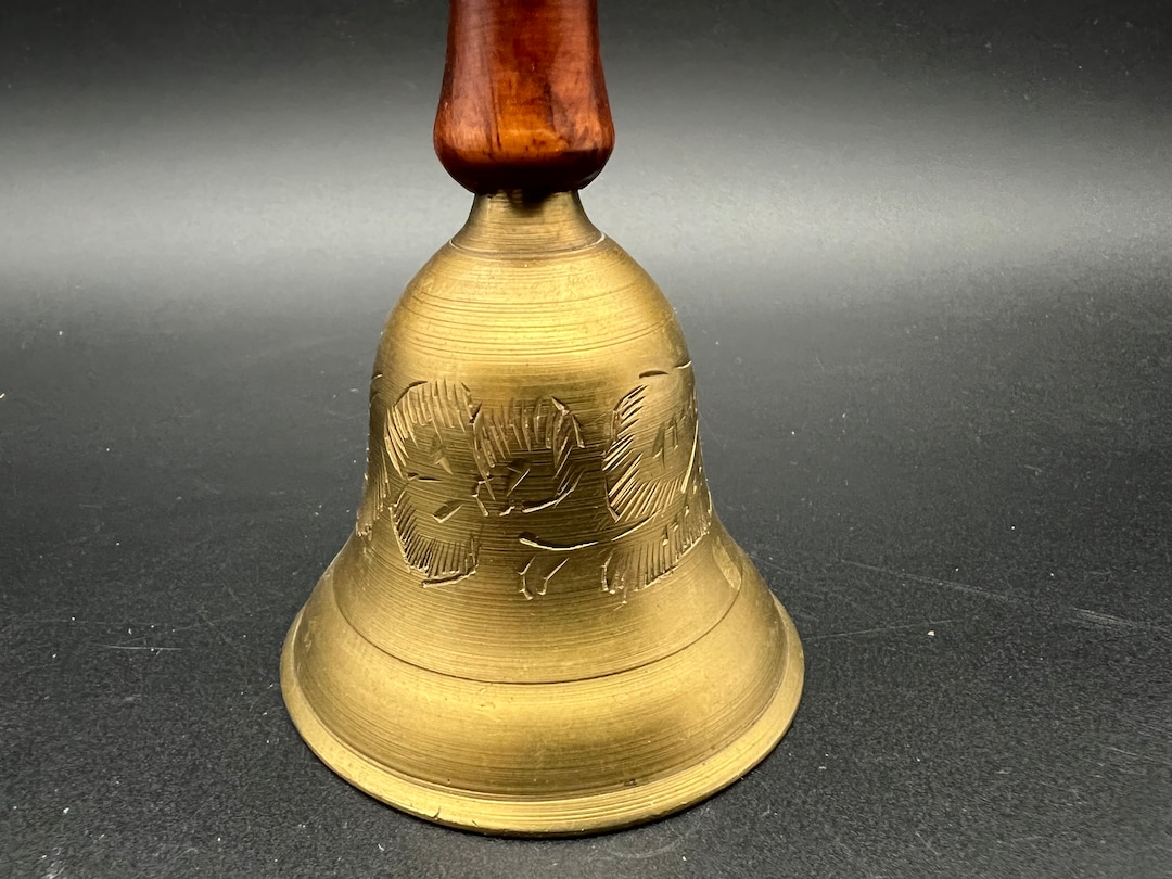 Vintage Wood Handled Brass Dinner Bell - Etsy