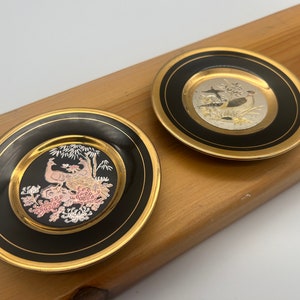 Vintage Chokin Art Small Plates Set of 2 with 24k Edging