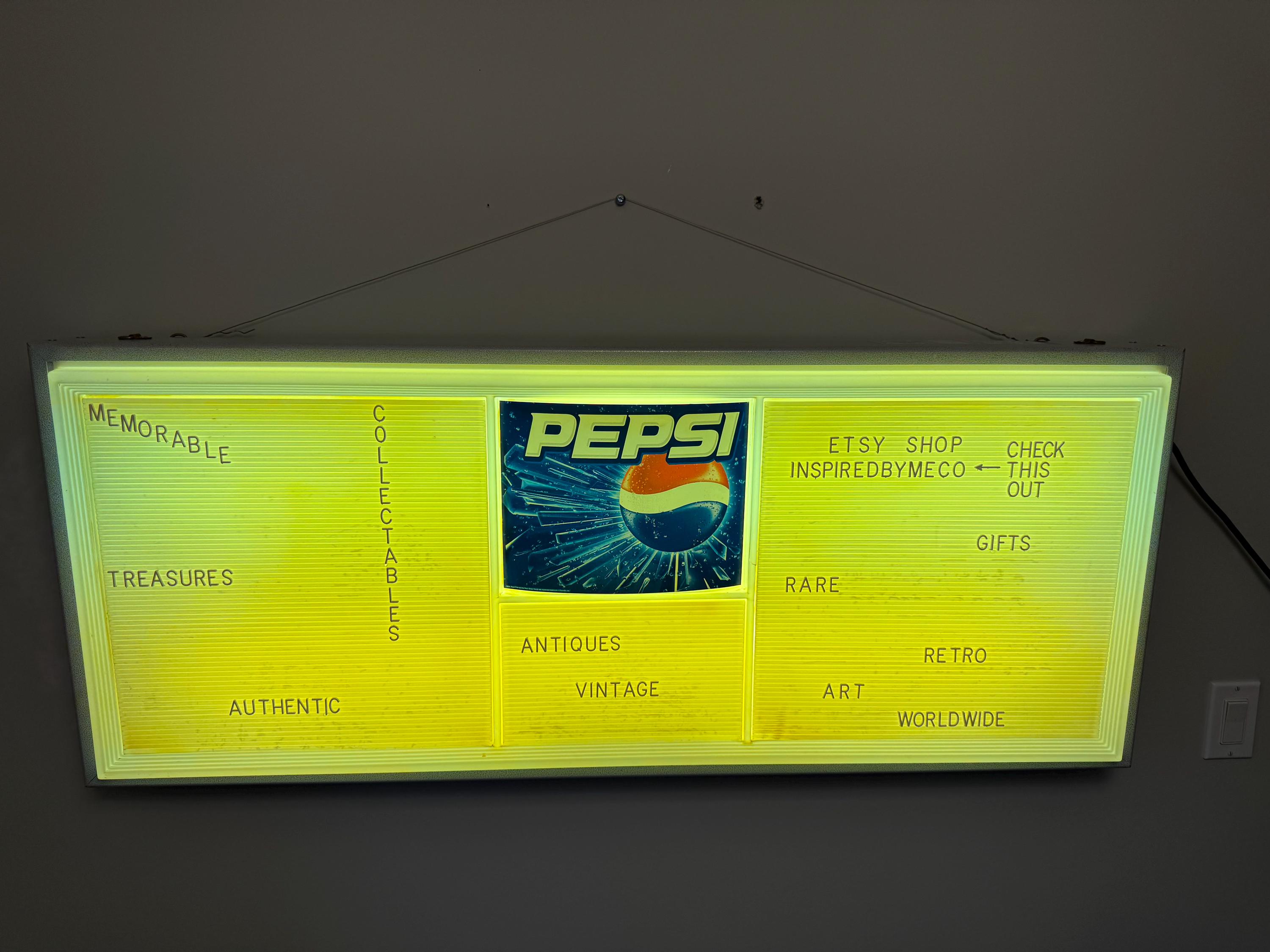 PEPSI-COLA レトロディスプレイ Pepsi Sign With Backlit Menu Display Board and Letters - Etsy Canada
