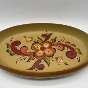 Vintage Norwegian Rosemaling Wooden Hand made / Painted Long Bowl.