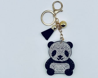 Rhinestone Panda Keychain, Panda Bear Keychain, Panda Keychain with Tassel, Tassel Keychain, Cute Keychain, Bag Charms, Cute Panda