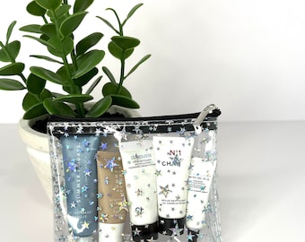 Small Holographic Star Pouch, Purse Organizer, Clear Star Bag, Purse Pouch, Girly Pouch, Mini PVC Bag, Toiletry Bag, Cute Clear Summer Bag