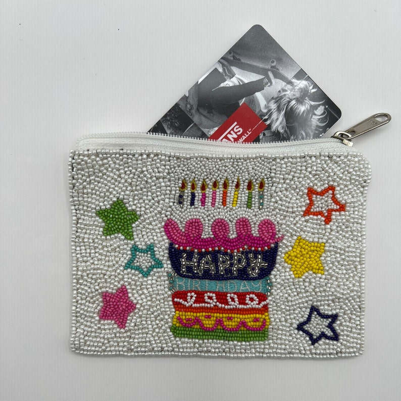 Happy Birthday Mini Pouch With Zipper, Coin Purse, Gift Card Holder