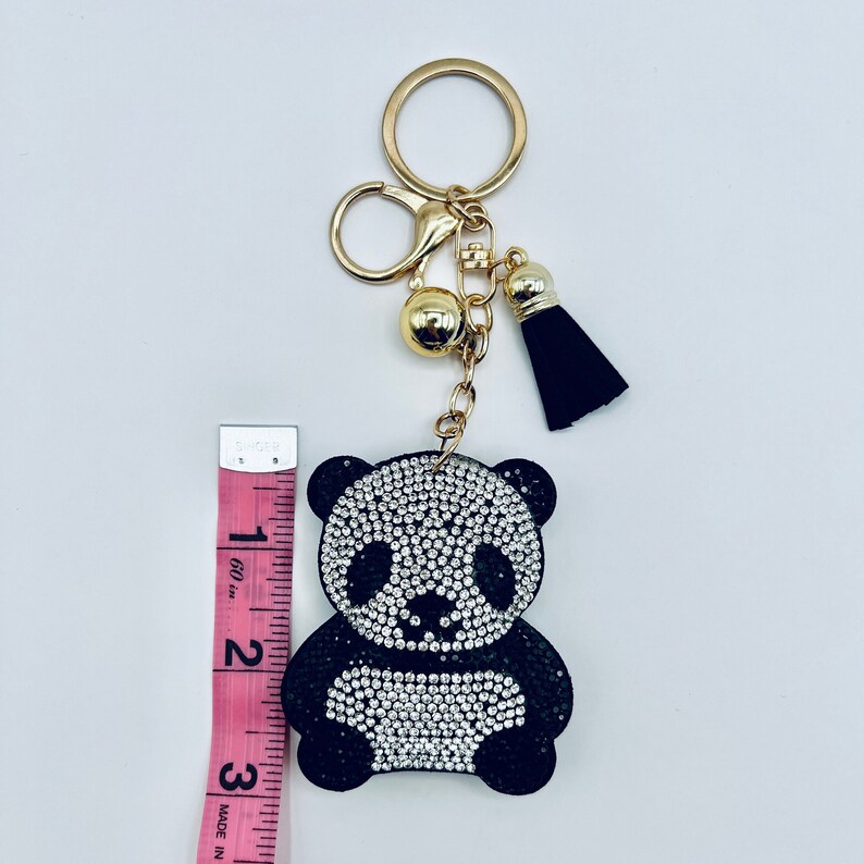 Rhinestone Panda Keychain, Panda Bear Keychain, Rhinestone Panda