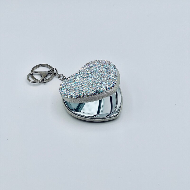 Glitter Mirrored Double Rhinestone Pendant & Ribbon Picture Frame