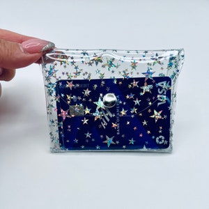 Mini bolsa de estrella holográfica, mini accesorios para monederos, bolsa de estrella transparente, mini bolsa tipo sobre, bolsa para monedero, bolsa pequeña de PVC, tarjetero transparente