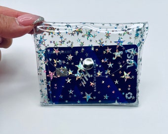 Mini Holographic Star Pouch, Mini Purse Accessories, Clear Star Pouch, Mini Envelope Pouch, Purse Pouch, Small PVC Bag, Clear Card Holder
