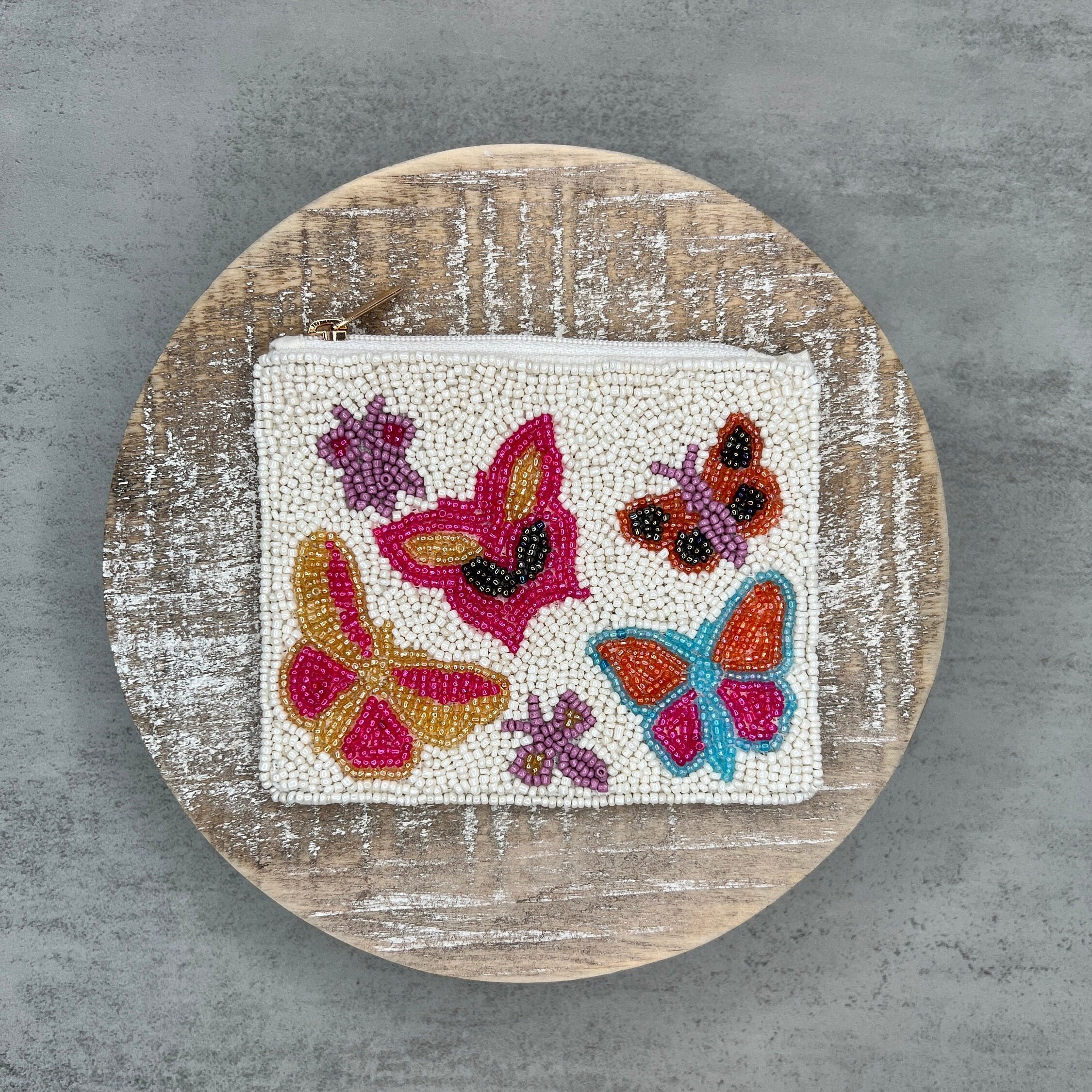 Seed Beaded Butterfly Pouch, Mini butterfly Pouch, Butterfly Bag, Butterfly Card Holder, Gift Card Holder, Mini Coin Purse, Girly Pouch