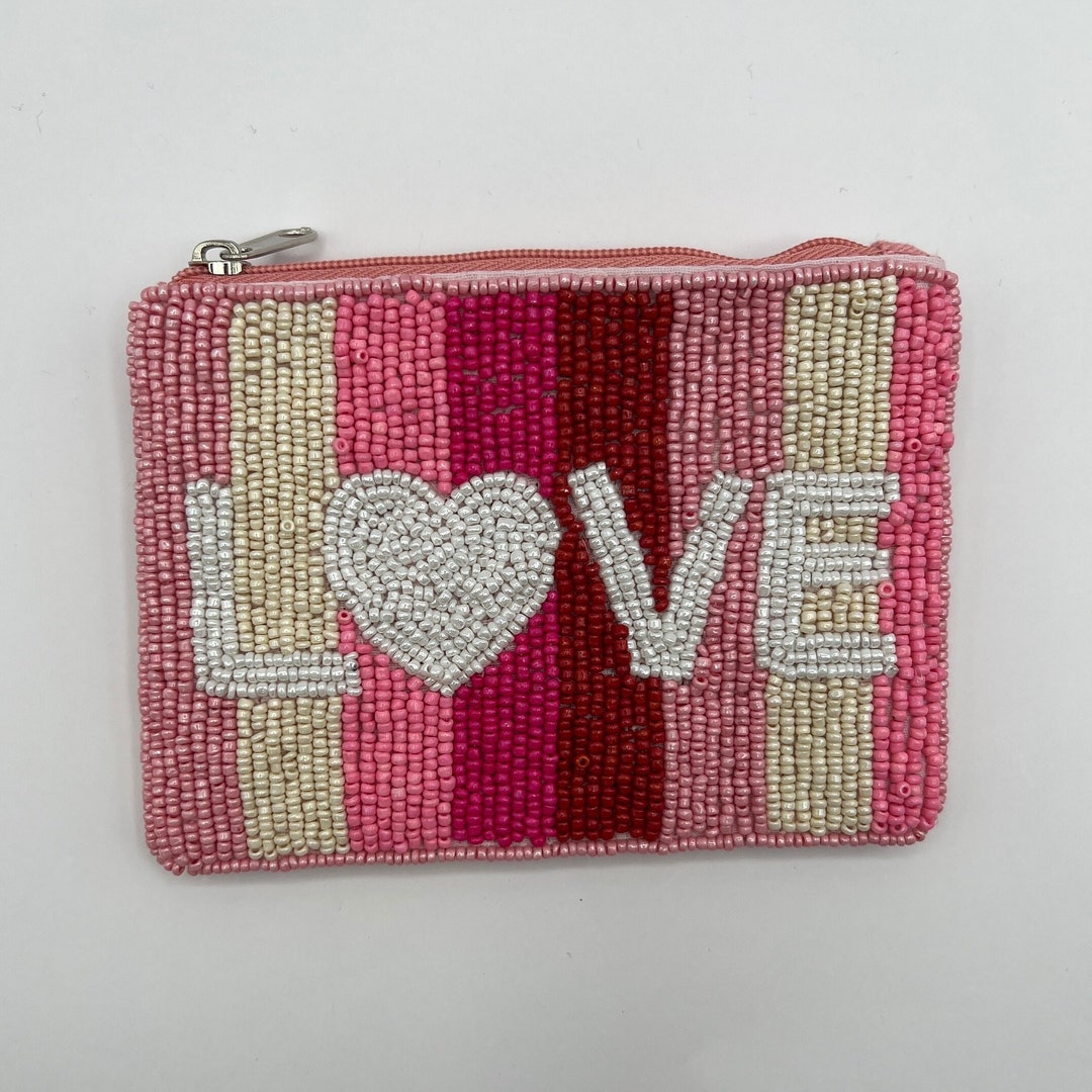 Love Beaded Zip Pouch