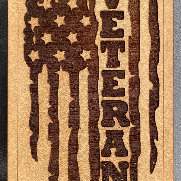 American Veteran Flag Leather Patch