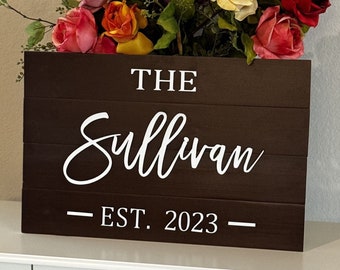 Signo de paleta / Signo de apellido / Signo de madera personalizado / Signo establecido / Regalo de boda personalizado / Signo de boda / Signo 3D / Signo de apellido