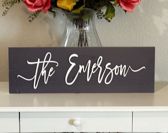 Signo de paleta / Signo de apellido / Signo de madera personalizado / Signo establecido / Regalo de boda personalizado / Signo de boda / Signo 3D / Signo de apellido
