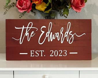 Signo de paleta / Signo de apellido / Signo de madera personalizado / Signo establecido / Regalo de boda personalizado / Signo de boda / Signo 3D / Signo de apellido