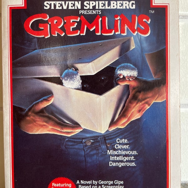 1984 1st Edition “Steven Spielberg Presents: Gremlins,” a novel by George Gipe based on a screenplay written by Chris Columbus.