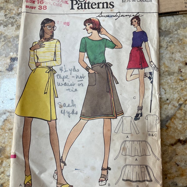 1970s Vogue Pattern #8548 Wrap Around Skirt and Top