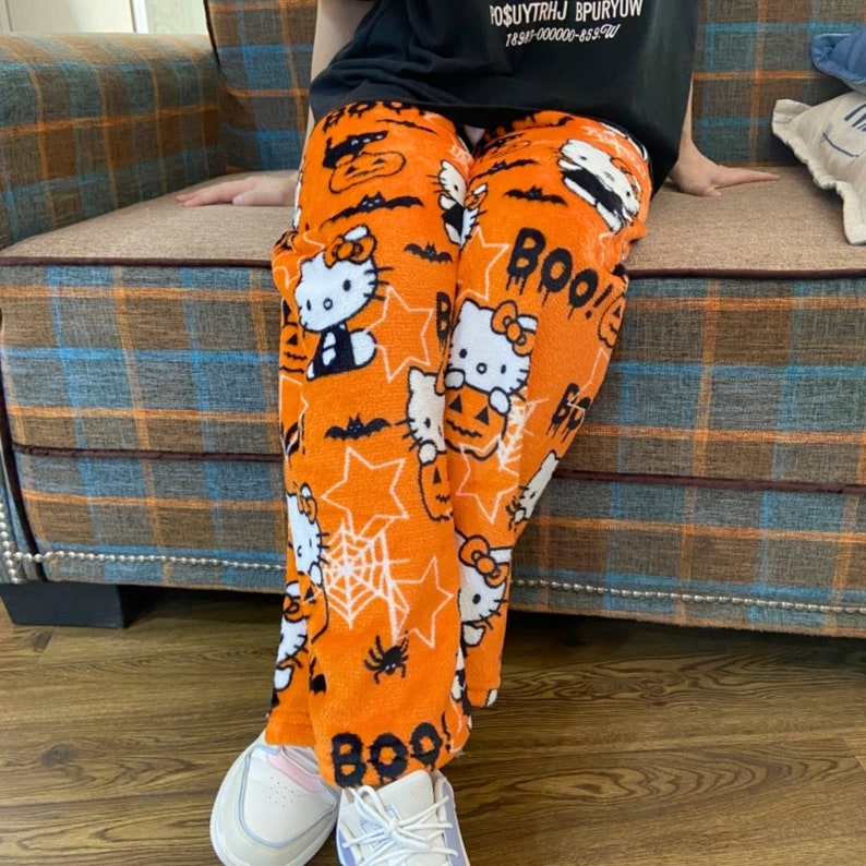 Hello Kitty Halloween Pajama Pants Spooky Hello Kitty Fleece - Etsy