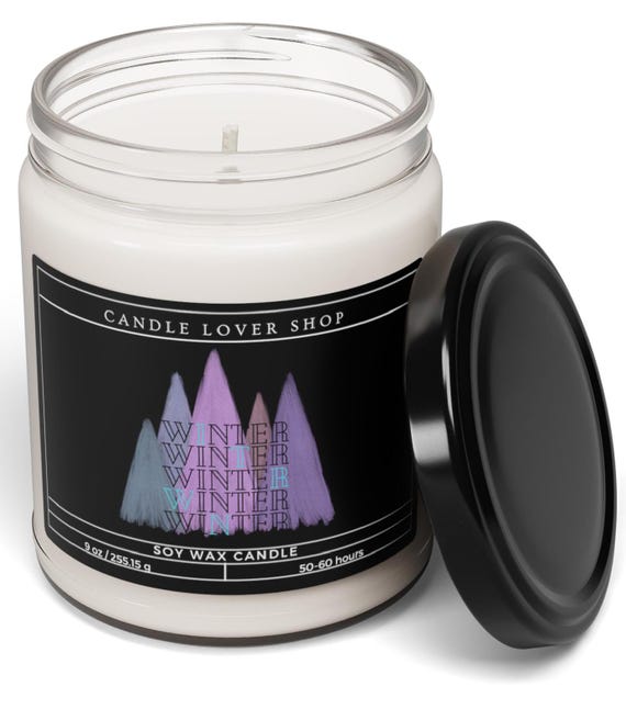 Winter holiday Purple Scented Soy Candle, 9oz
