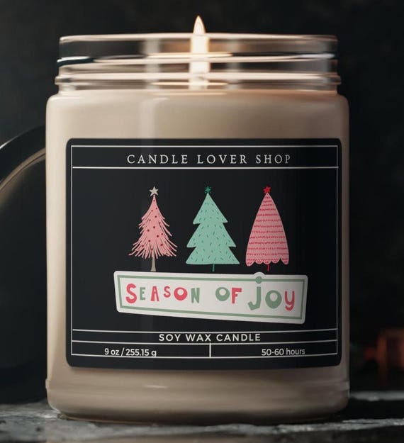 Season of joy Christmas gift present him or her Scented Soy Candle, 9oz