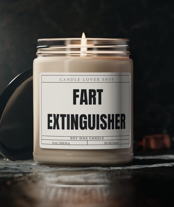Fart Extinguisher funny scarastic gift present natural Scented Soy Candle, 9oz