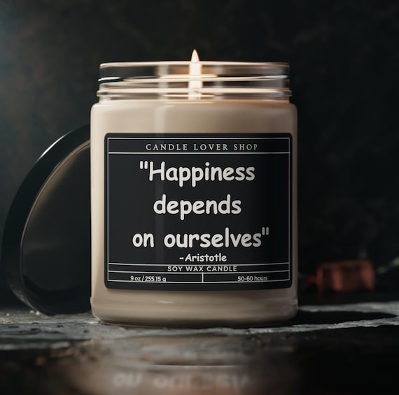 Happiness depends on ourselves candle, motivational gift, encouragement gift candle, Scented Soy Candle, 9oz