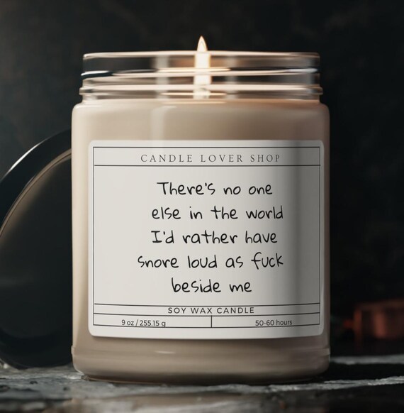Funny gift for husband wife boyfriend candle snore Scented Soy Candle, 9oz