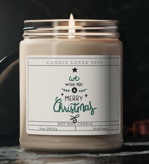 We wish you a Merry Christmas NaturalScented Soy Candle, 9oz Gift Present Holiday