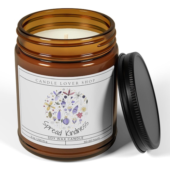 Spread Kindness Candle/Scented Soy Candle/ 40z.candle/9oz.candle/Amber Jar candle/candle gift/soy candle/